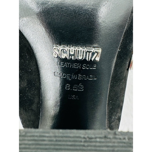 SCHUTZ Black Suede Imitation Pearl Deco. Heel Open Toed Mule - Picture 6 of 9